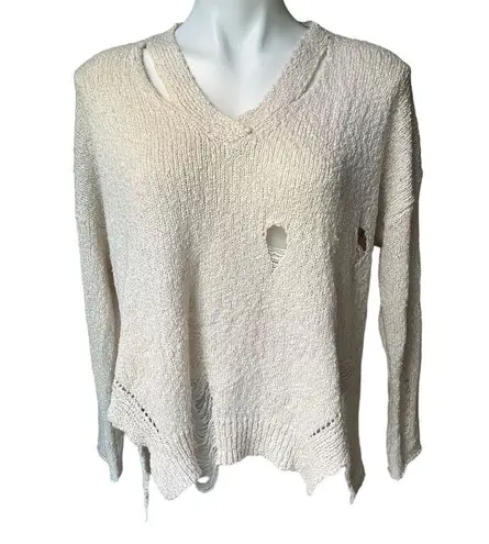 FATE. Distressed Knit Sweater, Sz Large