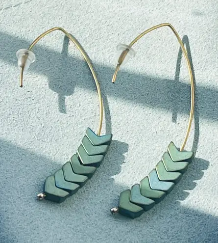Anthropologie Real stone sliding chevron earrings 