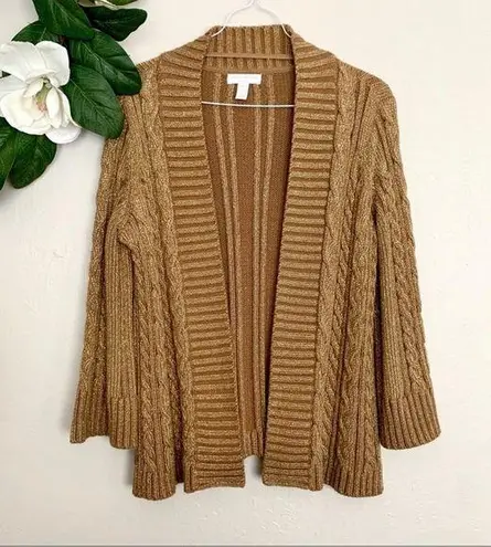Charter Club Metallic Gold Cable Knit Cardigan SP