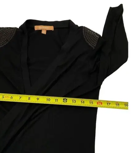 Ellen Tracy Women Size XS Black Sequin Cardigan Shoulder Padded 3-344