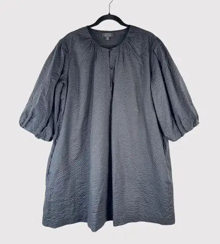 AYR Womens Dress Black Mini Textured Shift Balloon 3/4 Sleeve A Line Large