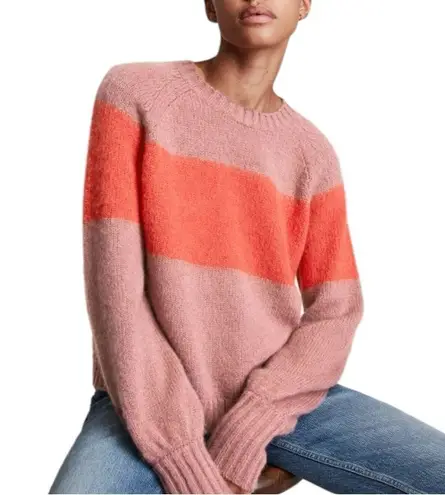 ALLSAINTS NEW All Saints Lou Uno Jumper Stripe Colorblock Crewneck Fuzzy Sweater Large