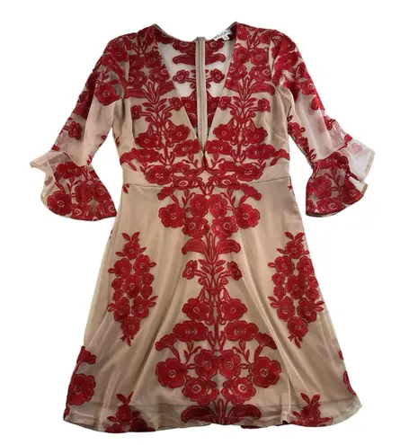 For Love & Lemons  M Medium Temecula Mini Bell Sleeve Dress Mini Bodycon Boho