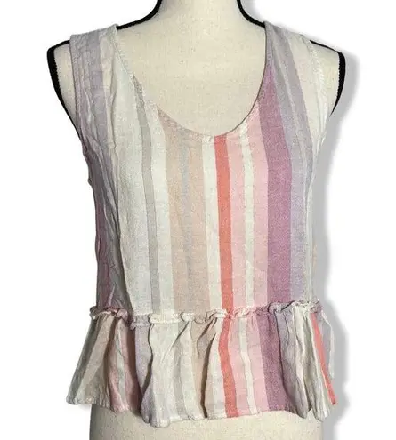 Rails  women's mira juliette stripe linen blend peplum ruffle top extra small