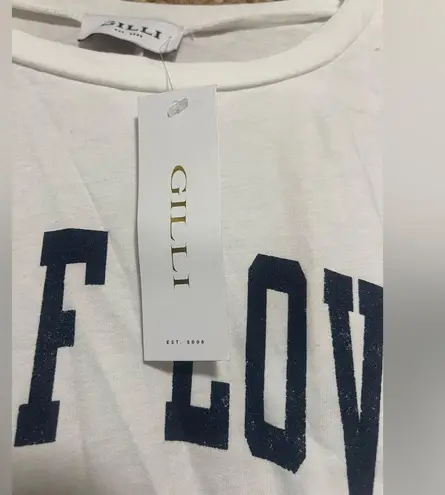 Gilli Women's Oversized Short Sleeve White Self Love Club Tshirt,Size S,NWT Blue