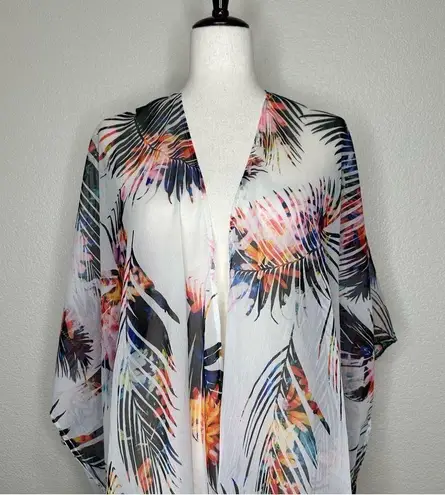Rachel Roy Mystic Palm High-Low Open Front Soft Airy CoverUp, Sz Medium