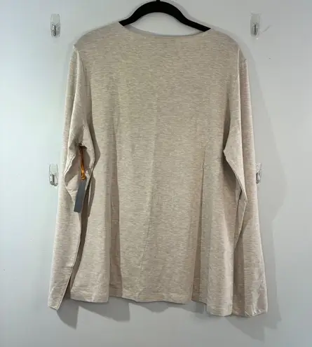 NWT Amber Sun Long Sleeve Top Scoop Neck Knit Casual Beige Size