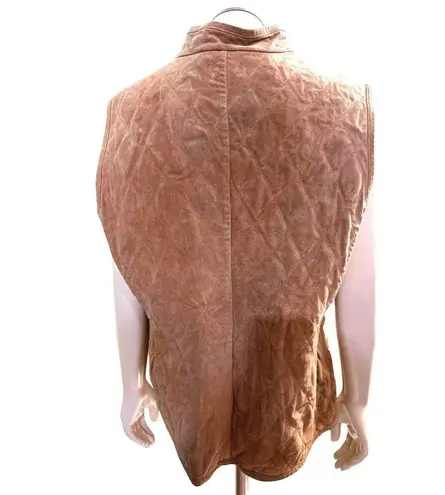 Ann Taylor Suede 100% Leather Body Lining 100% Cotton Dressy Tan Vest Size L