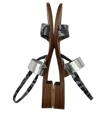 Made in Italy Il Sandalo Caprese 39 ,8 Snakeskin Silver Leather Handmade Sandals