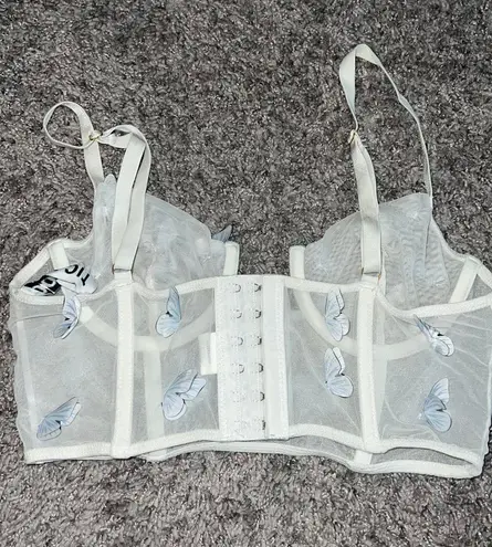 Boutique White Butterfly Corset Top