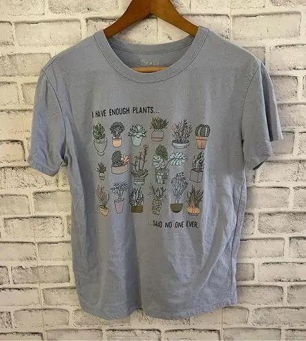 Zoe & Liv Women’s “I have enough plants” light blue short sleeve shirt Medium
