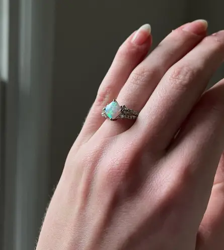 Sterling Silver Opal, CZ and .925  Ring - Image 1