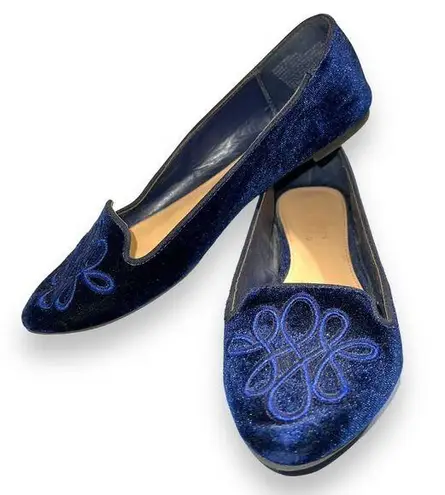 LC Lauren Conrad  Womens Calla Dress Shoe Flats Slip On Navy Blue Velvet Size 7