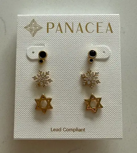 Panacea Set of 3 Chanukah/Hanukkah Holiday Stud Earrings