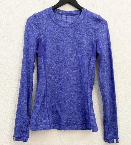 Lululemon  Run:Dash Static Long Sleeve Wish Blue Ruffled Back Workout Top Size 6