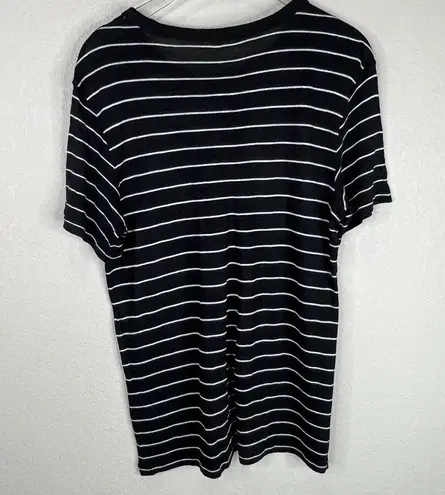 Alexander Wang T by  Womens Pocket Tee Shirt Sz Medium Black Stripe Viscose Linen