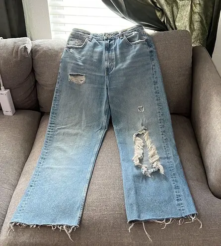 ZARA Wide Leg Ripped Jeans