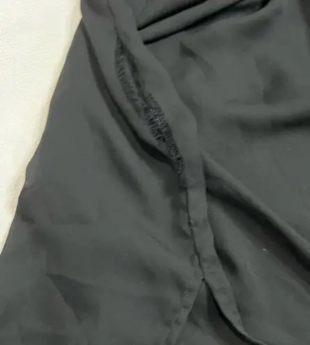 Notations Black Orange Floral Lace Trim Pleated Skirt