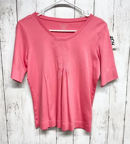 L.L. Bean Top Women Size Small Reg Pink Cotton Crewneck Short Sleeve Tee Shirt
