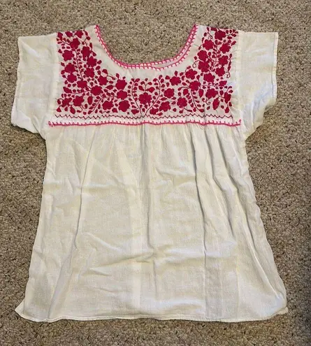 Pink and White Handmade top Size M