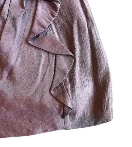 Suzi Chin for Maggy Boutique Purple Sheath Dress Shimmer Sleeveless Ruffle Small