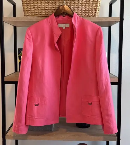 Tahari Arthur S. Levine Linen Blend Pink Blazer, 16