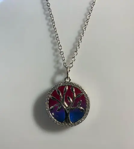 Tree of life pendant necklace marked SU CZ 18” Silver