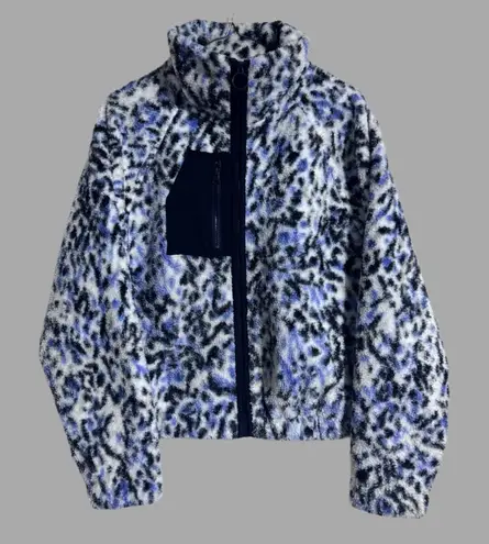 Kinesis Animal Print Sherpa Jacket Sz Small Blue