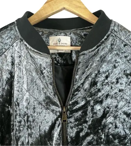Jade & Ivory Bomber Jacket Womens M Green Crushed Velvet Streetwear Y2K Rock 90s Size M