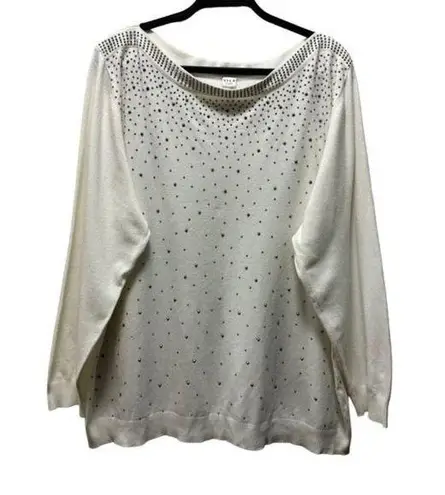 Vila Milano Woman 2X Beige Sweater With Studded Details Boat Neckline