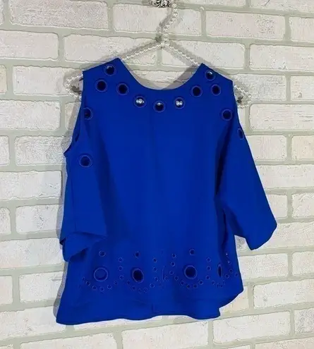 Karen Millen Blue Cut Out Shoulder Top