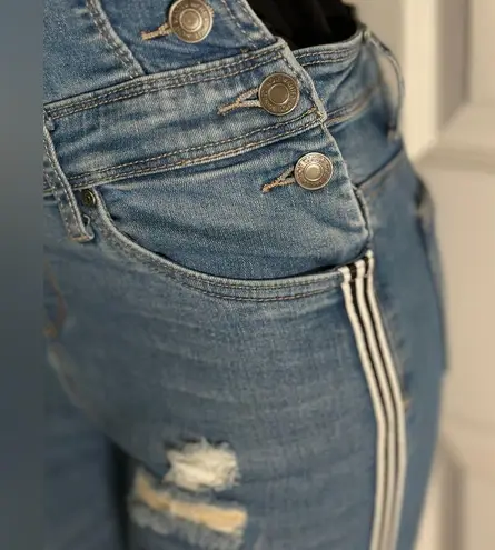 Womens Junior Slim Fit Skinny Distressed Denim Overalls Size 9 Blue Size M