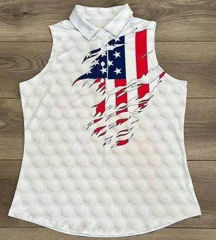 Obnoxious Golf The Patriot Sleeveless Golf Tennis Polo Red White Blue Size Large