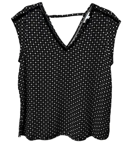 Daniel Rainn Nordstrom DR2 Black & White Polka Dot Sleeveless Blouse Size Large