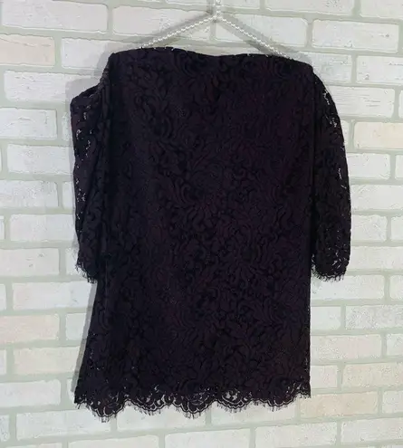 Cupcakes and Cashmere Adalira Off The Shoulder Lace Dress in Aubergine Size 2