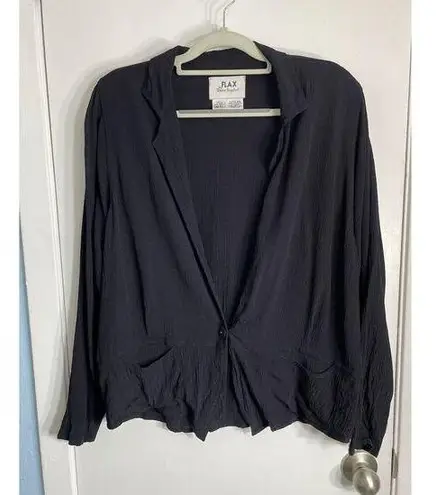 Flax VTG Blazer Small Black Crepe Office Minimalist Lagenlook Stevie Nicks