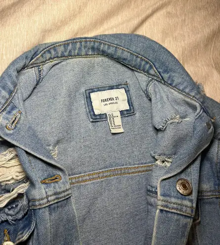 Forever 21 Distressed Jeans Denim Jacket