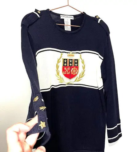 JH Collectibles Gold Crest Stars Crewneck Vintage Womens Sweater Star Studded M Size M