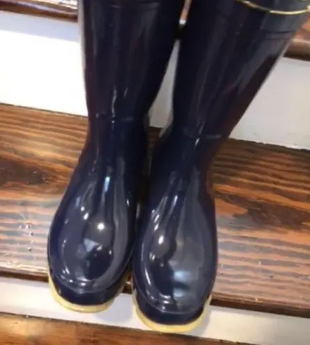 JOULES EVEDON Navy Blue Tall Rain Boots with Red Bows US Sz 8