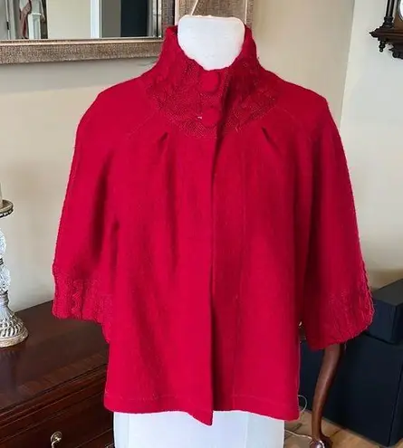 For Cynthia Red Cape with High Collar and Wide Sleeves