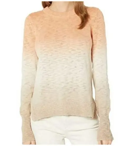 Faherty Womens Organic Cotton Knit Ombre Sunset Dip Dye Pullover Sweater Medium Tan