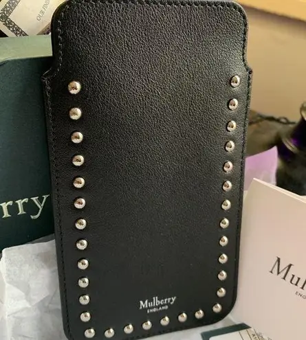 Mulberry Authentic ENGLAND Calf leather/studs card/phone holder