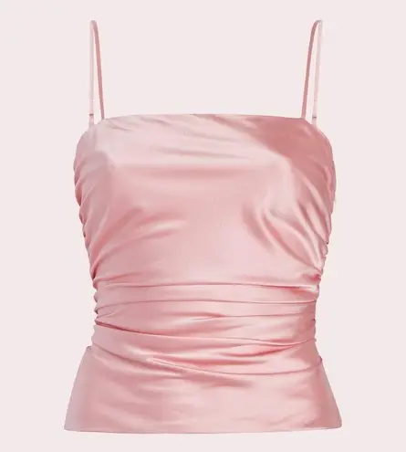 Cinq à Sept  Jaylin Ruched Stretch Silk Camisole, Pink Quartz Size S New w/Tag