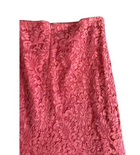 Oscar de la Renta Coral Pink Lace Scalloped Skirt Size 12