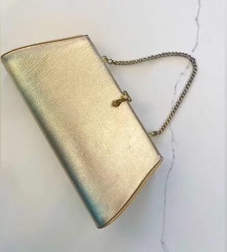 Vintage Metallic Gold Evening / Special Occasion Clutch Purse Handbag Wristlet