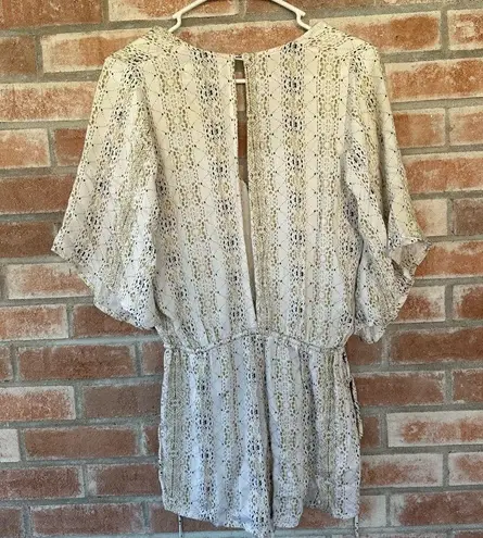 Faithfull the Brand Playsuit Romper Keyhole Open Back White Gold Print Women’s 2