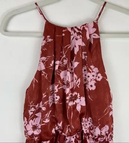 Lush Clothing NWT Lush Satin Mini Dress Sz Small Floral Print Keyhole Open Back Boho