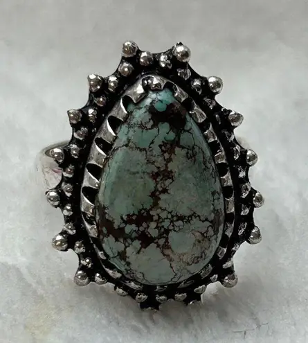 Turquoise Natural Gemstone Silver Ring Size