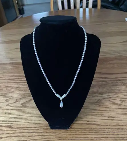 Napier Metallic Silver Beads & Pearl Necklace