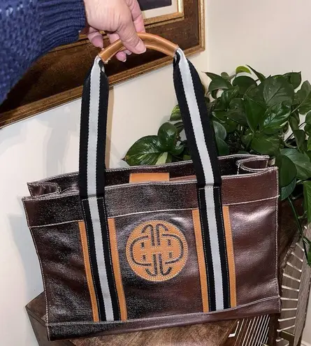 Kate Landry Metallic Multicolor Satchel/Tote Bag w/Cosmetic Bag- Spacious